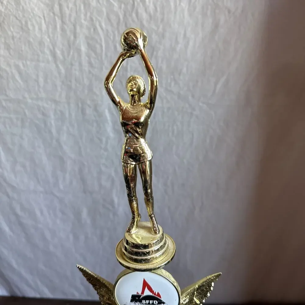 Lady Basketball Player Shooting Trophy 19” Tall San Francisco Fire Dept